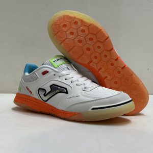 کفش فوتسال جوما تاپ فلکس سفید نارنجی کف ژله ایی